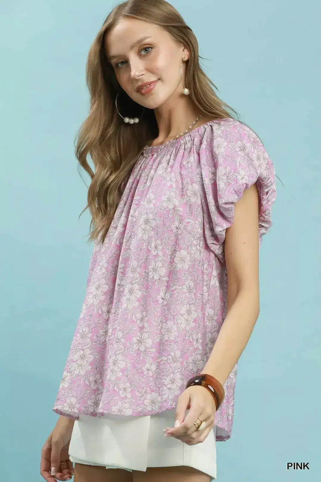 Umgee Umgee Floral Puff Sleeve Blouse by Trendsi