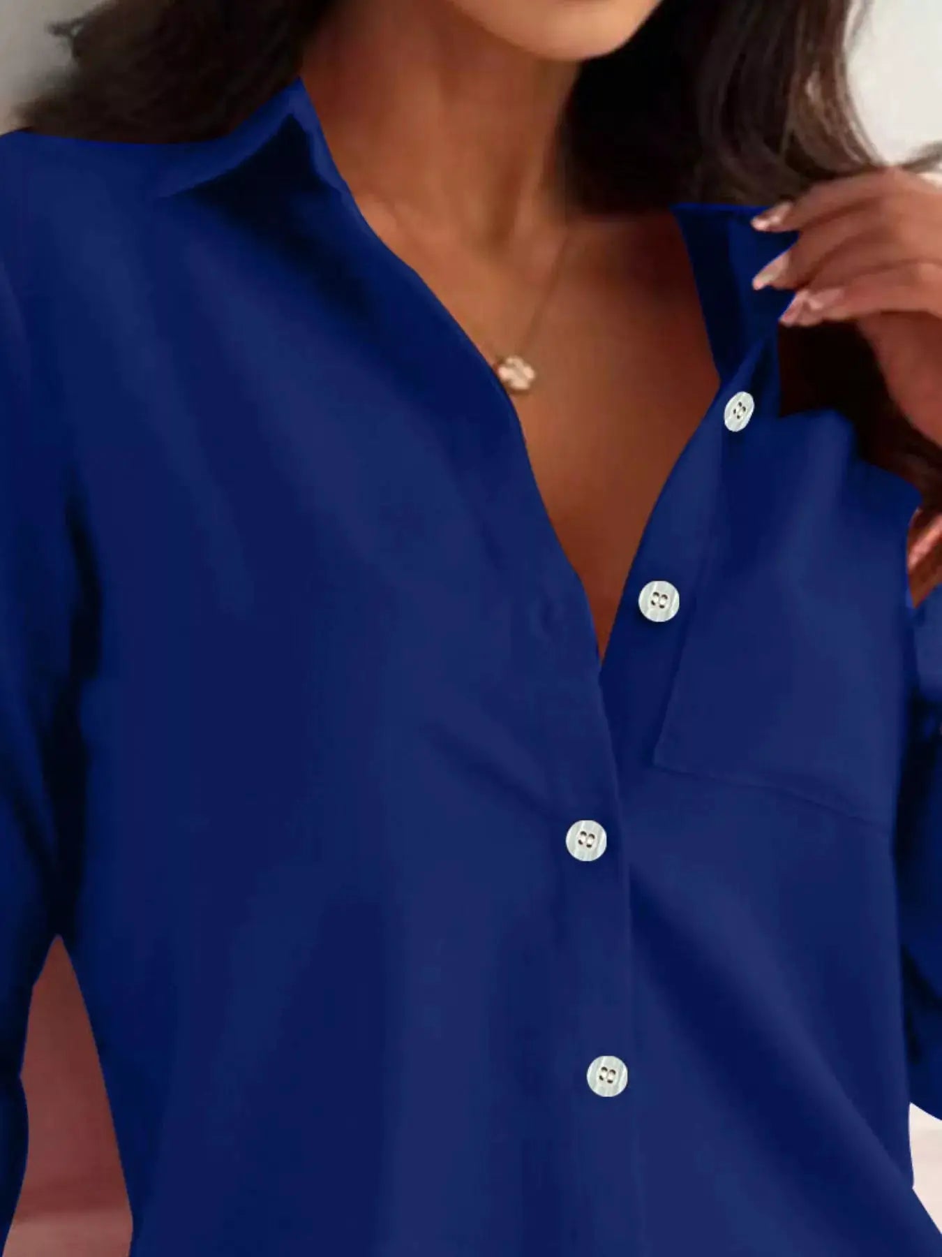 Button-Down Roll-Up Sleeve Shirt by Trendsi