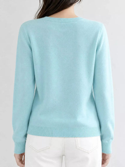 Crew-Neck Button-Down Cardigan by Trendsi