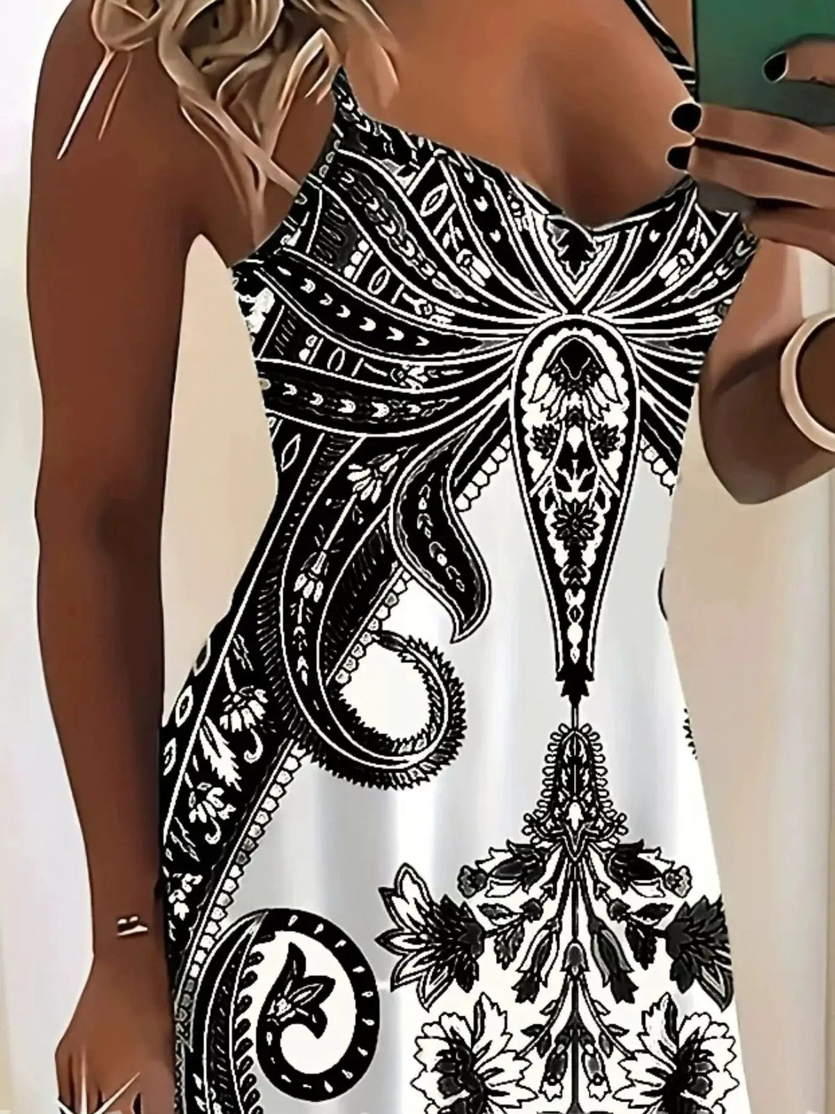 Printed Spaghetti Strap Maxi Dress by Trendsi