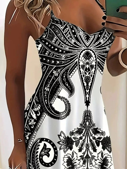 Printed Spaghetti Strap Maxi Dress by Trendsi