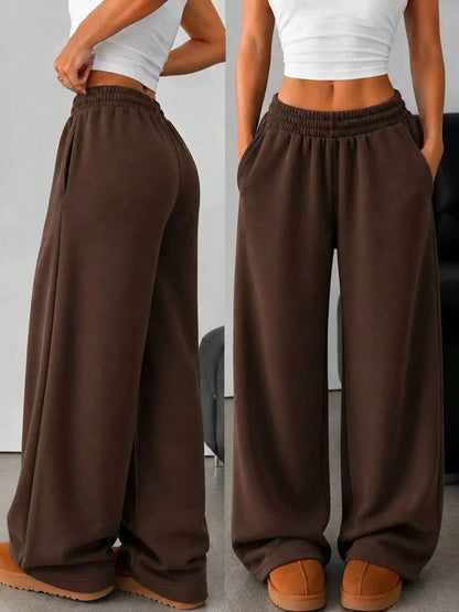 Elastic Waist Wide-Leg Sweatpants by Trendsi