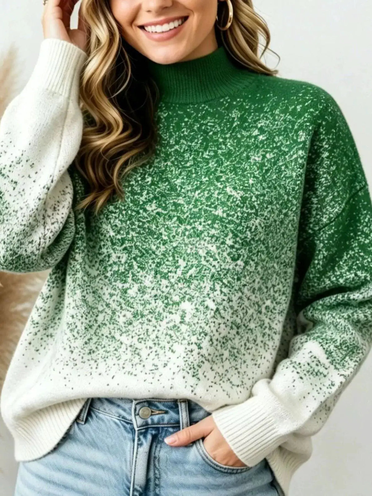 Gradient Turtleneck Long Sleeve Sweater by Trendsi