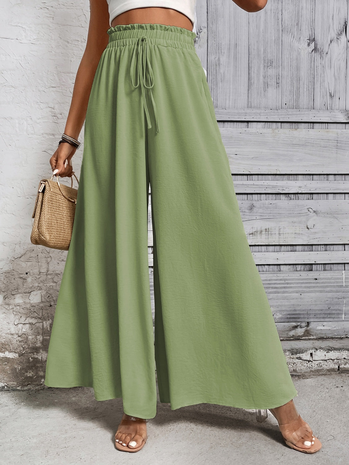 Honey Tied High Waist Wide Leg Pants