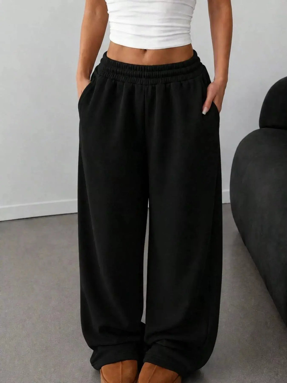 Elastic Waist Wide-Leg Sweatpants by Trendsi