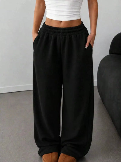 Elastic Waist Wide-Leg Sweatpants by Trendsi