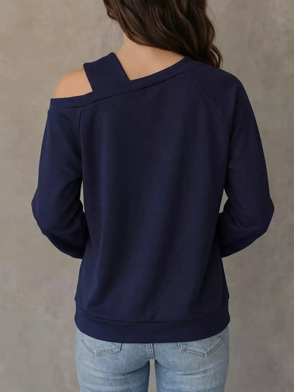 Asymmetrical Neck Long Sleeve Blouse by Trendsi