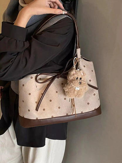 Polka Dot Bow Shoulder Bag by Trendsi