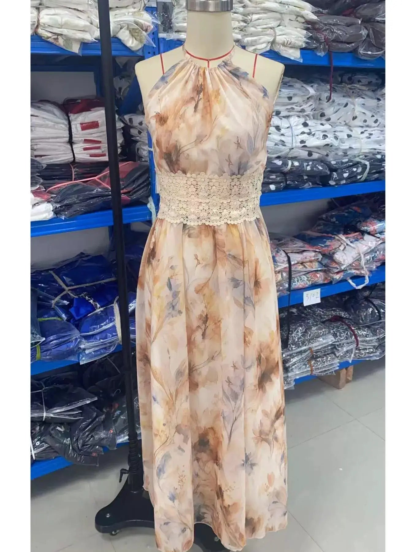 Floral Print Halter Neck Maxi Dress by Trendsi