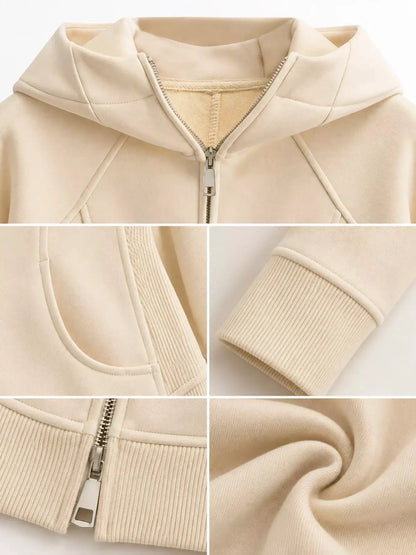 Slim-Fit Full-Zip Hoodie by Trendsi
