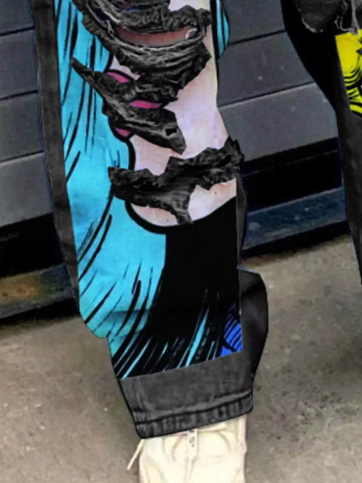Full Size Pop Art Graphic Distressed Wide-Leg Jeans Plus Size by Trendsi