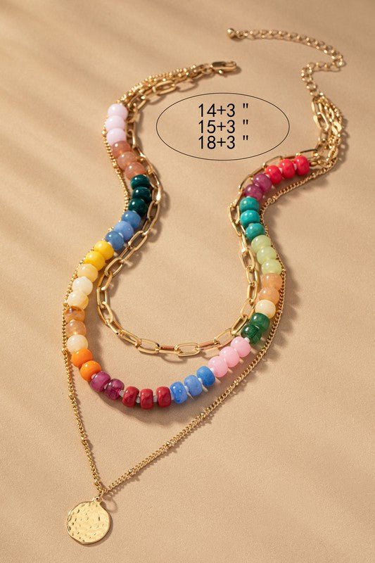 3 row chunky resin bead and chain necklace - Bitsy Gypsy Boutique