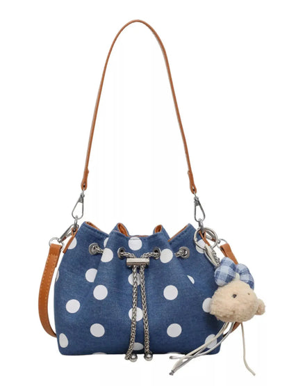 Polka Dot Bucket Crossbody Bag by Trendsi