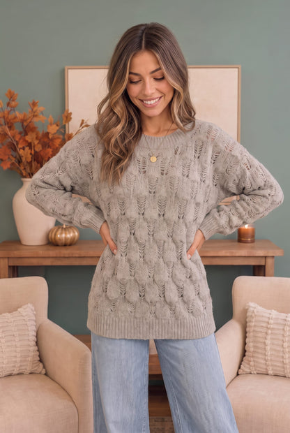 Family Dinner Pointelle Oversized Sweater
