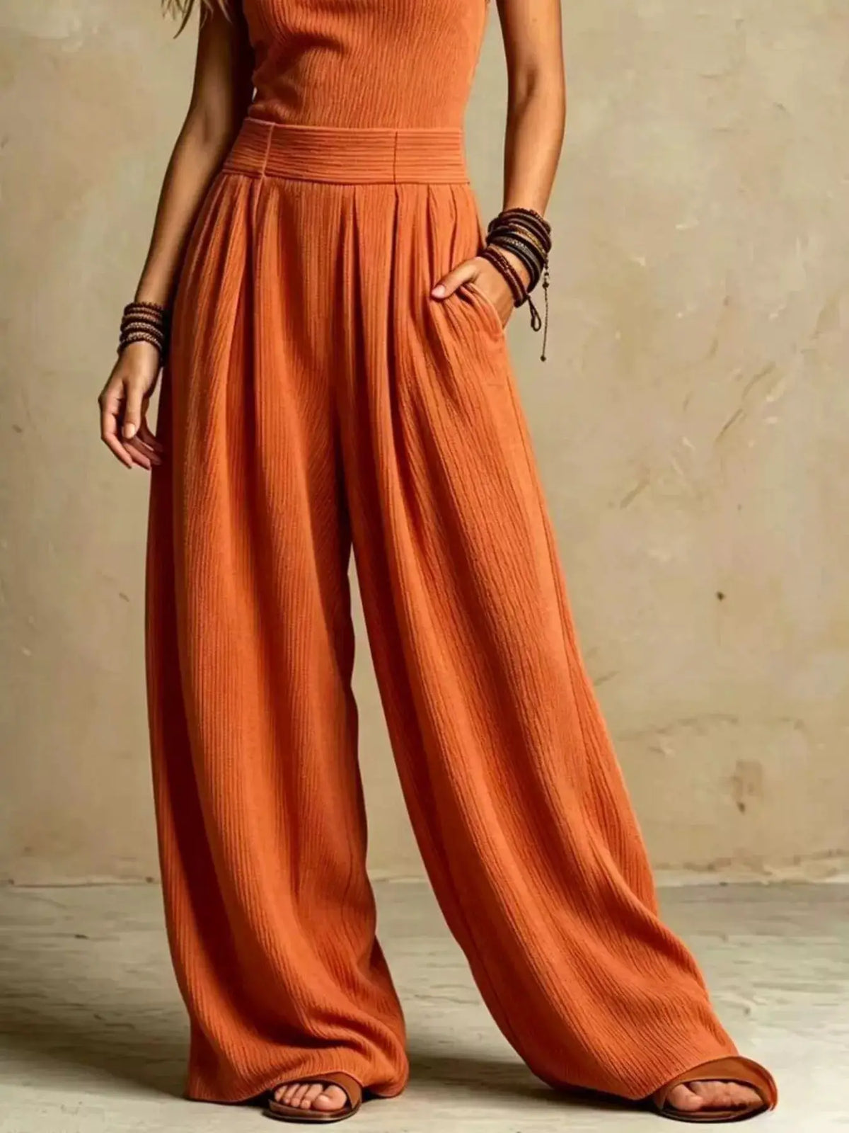 Full Size Halter Neck Wide-Leg Jumpsuit Plus Size by Trendsi