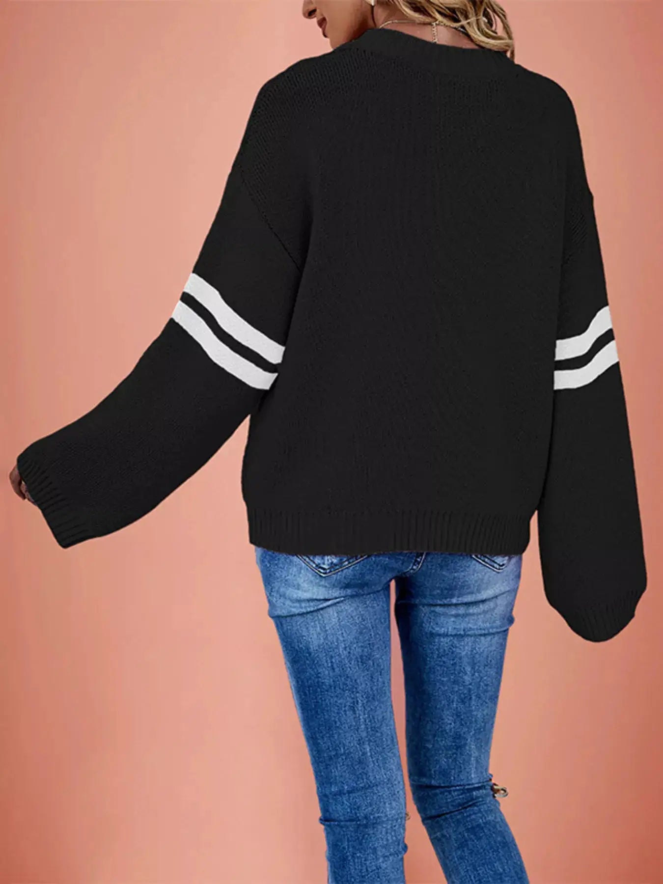 Heart Pattern Dropped Shoulder Sweater by Trendsi