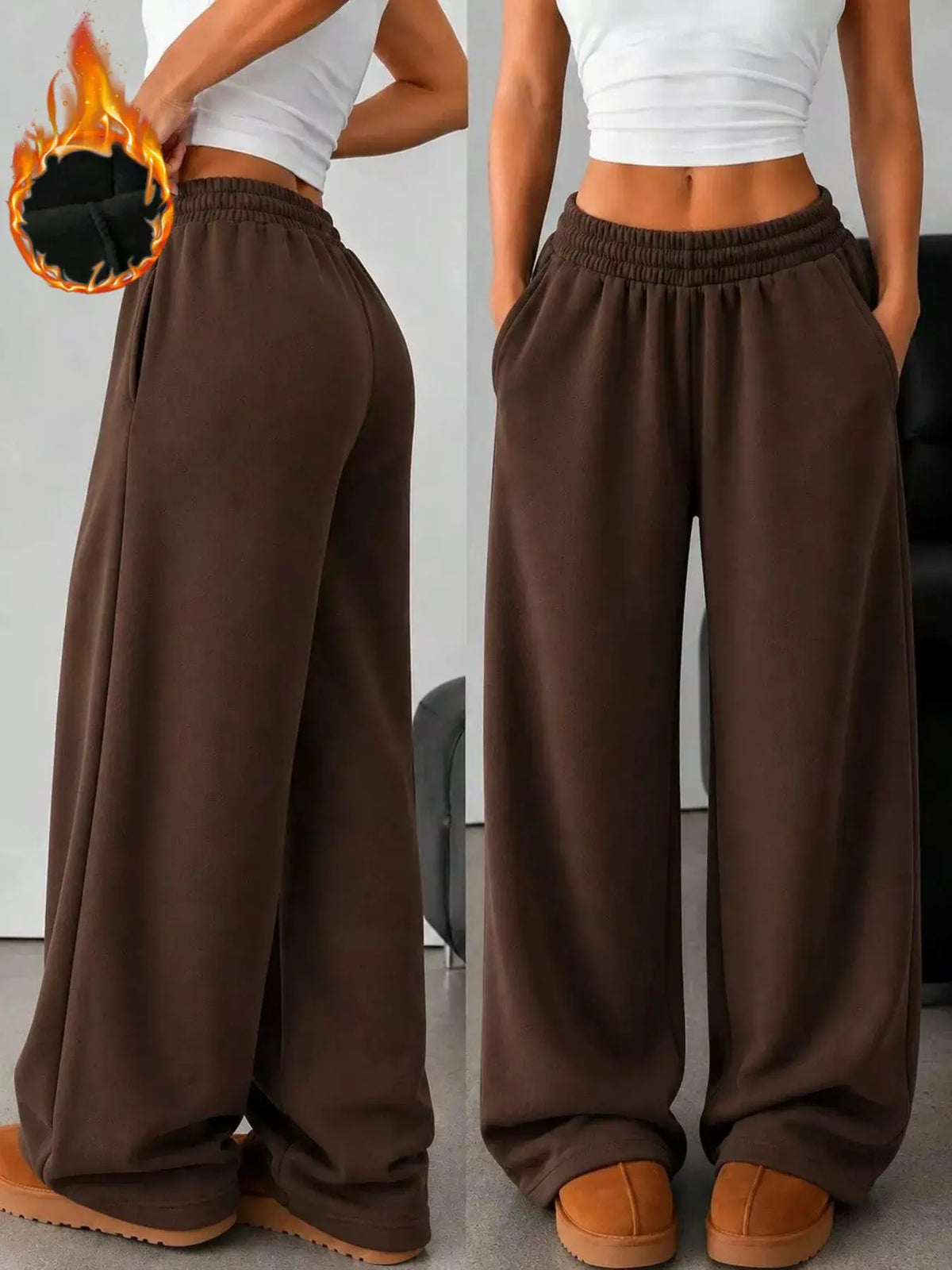 Elastic Waist Wide-Leg Sweatpants by Trendsi