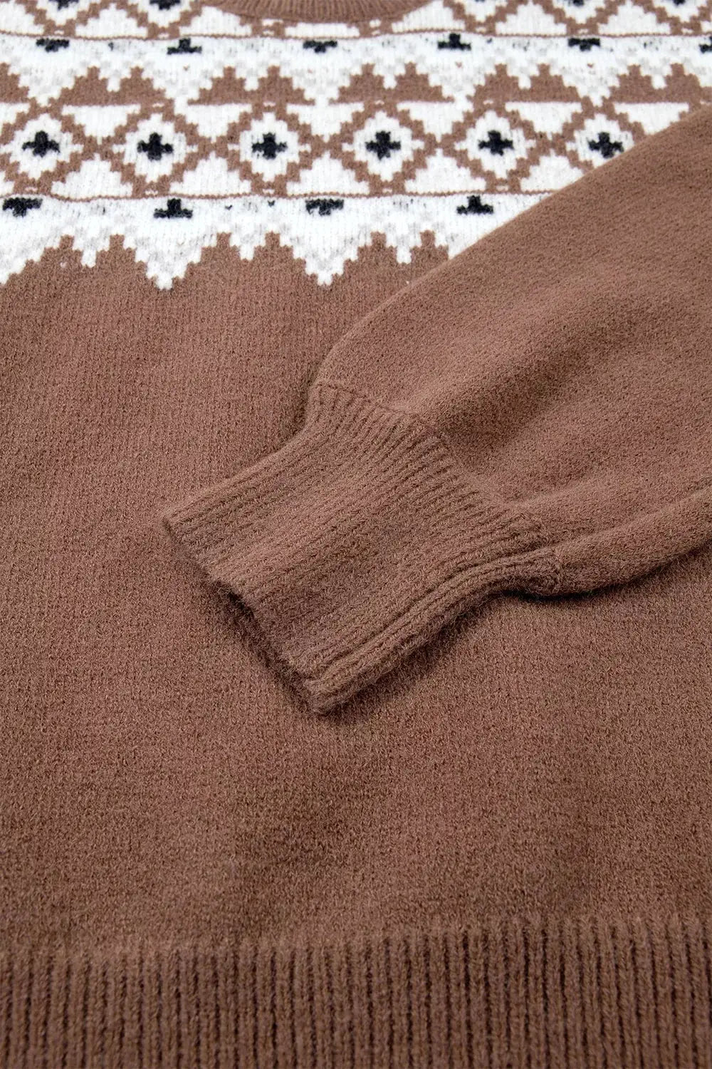 Geometric Print Drop Shoulder Casual Pullover Sweater by Trendsi