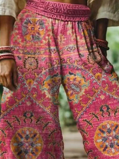 Full Size Floral Wide-Leg Pants Plus Size by Trendsi