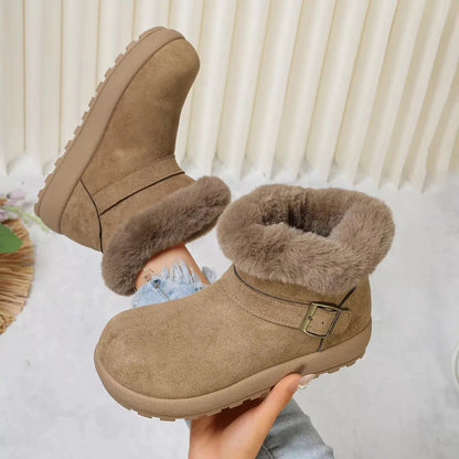 Round Toe Fuzzy Boots by Trendsi