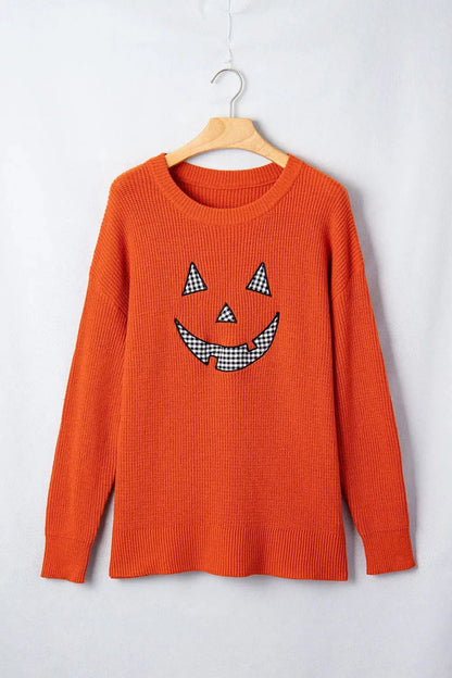 Drop Shoulder Long Sleeve Round Neck Halloween Sweater by Trendsi