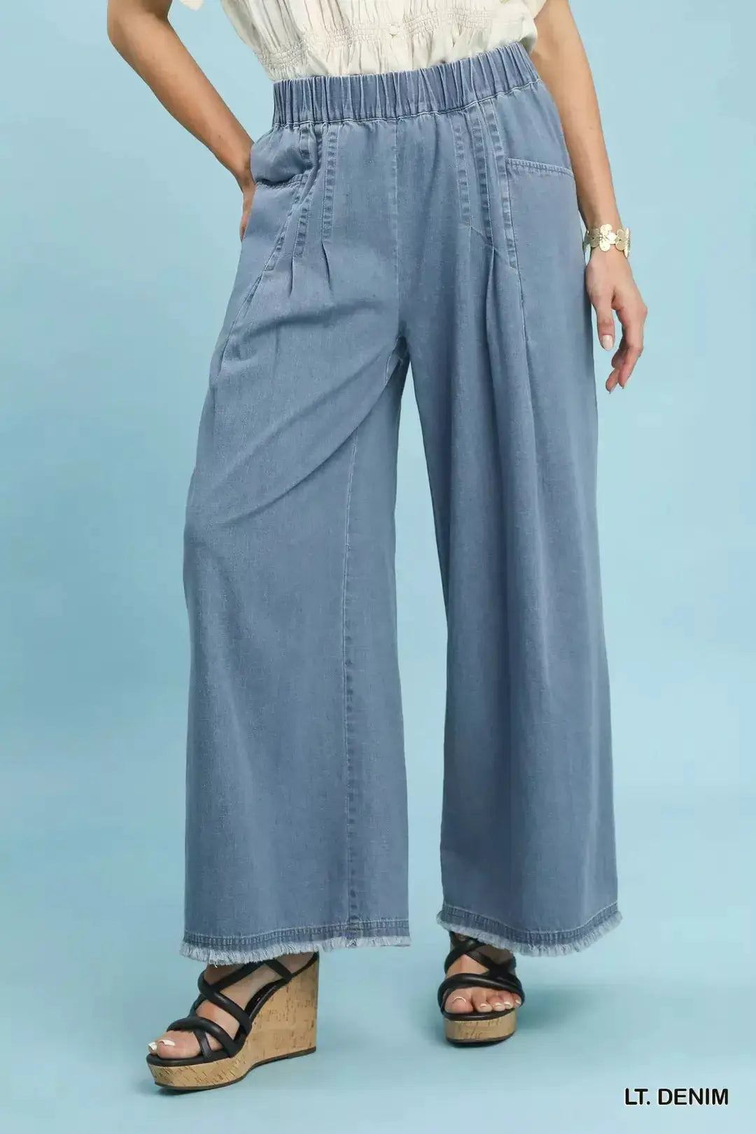 Umgee Stone Washed Wide Leg Pants by Trendsi