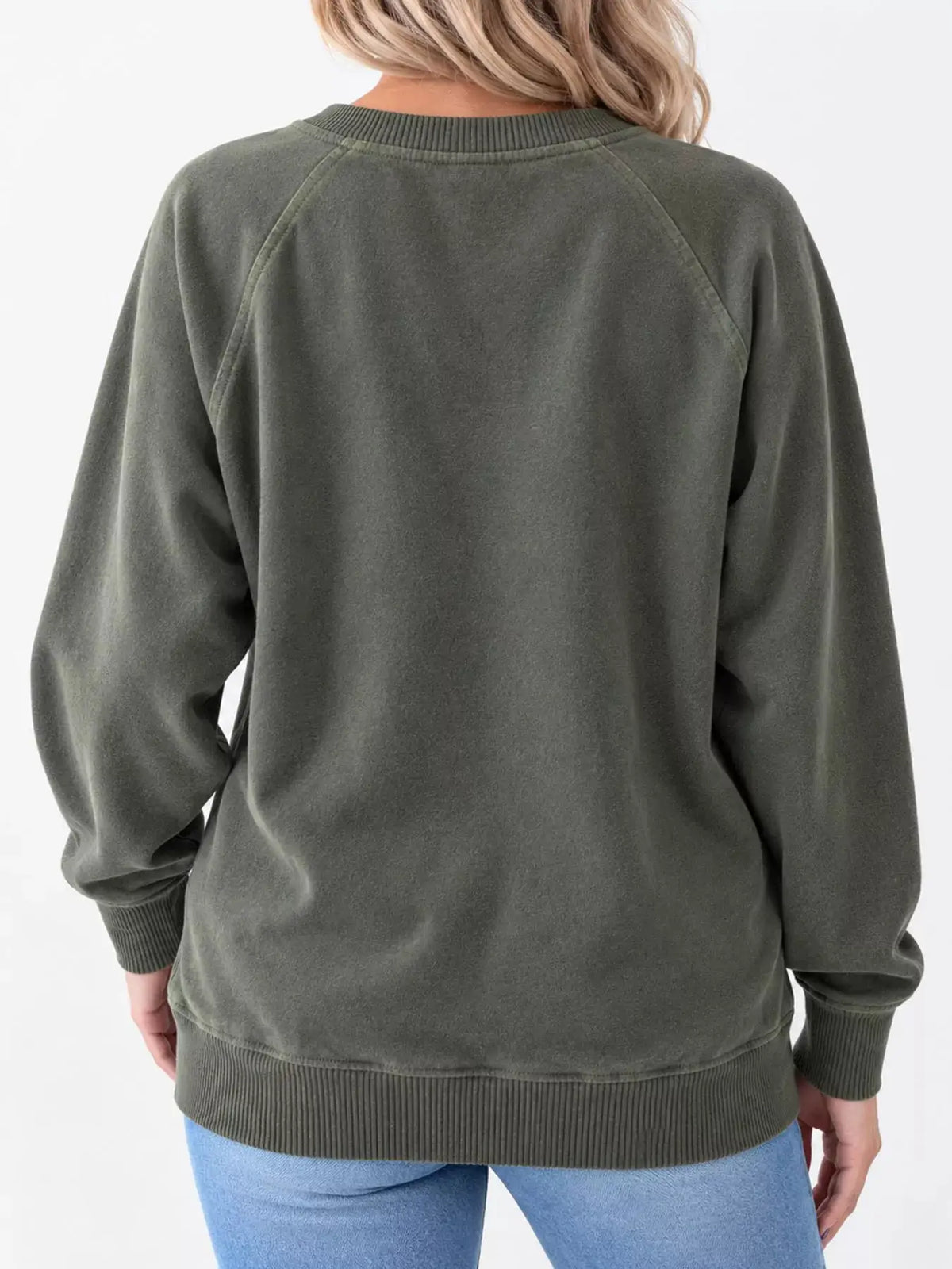 Crew Neck Raglan Sleeve Sweatshirt by Trendsi