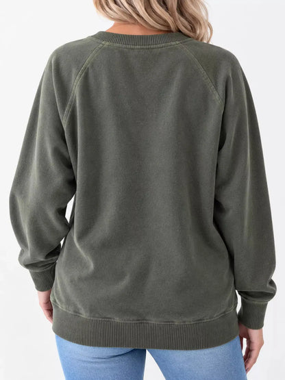 Crew Neck Raglan Sleeve Sweatshirt by Trendsi
