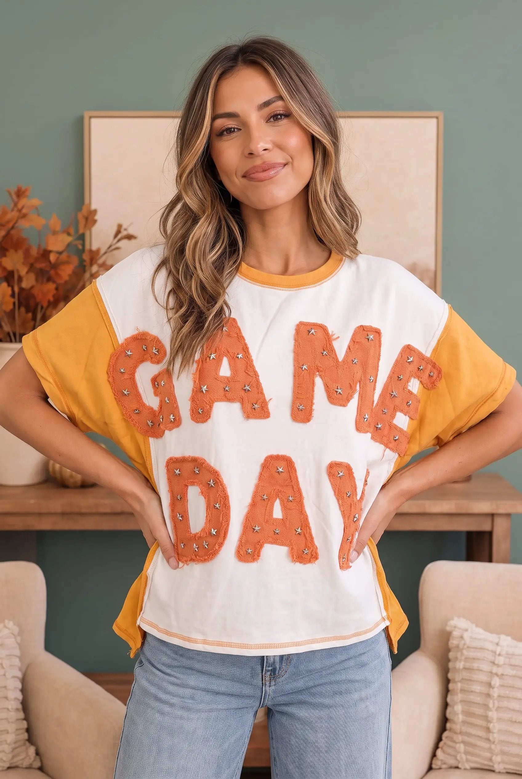 Game Day Glam Star Studded Graphic Tee by Fantastic Fawn