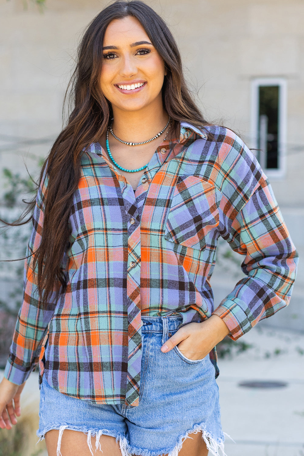 Red Plaid Print Loose Vintage Shirt