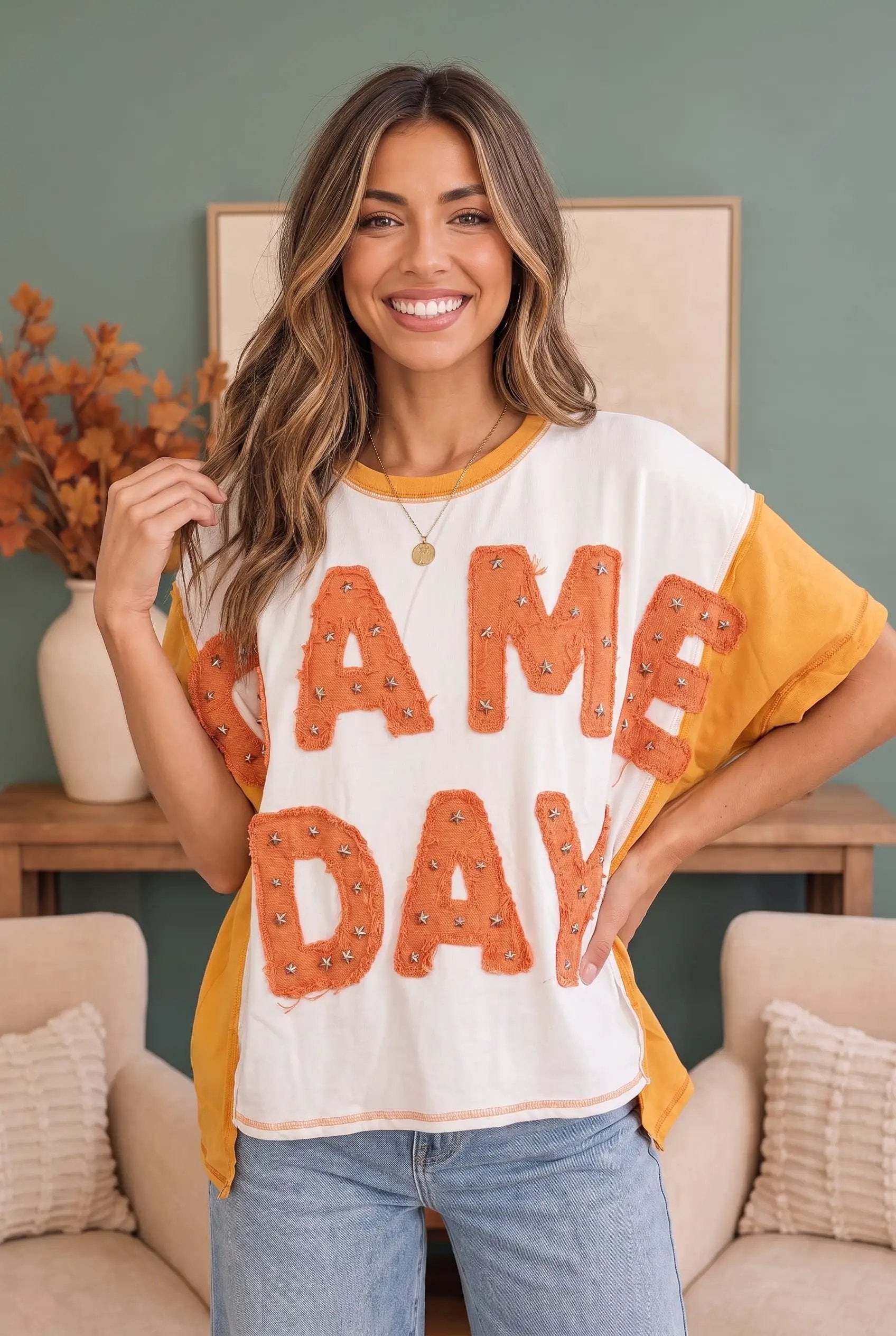 Game Day Glam Star Studded Graphic Tee by Fantastic Fawn