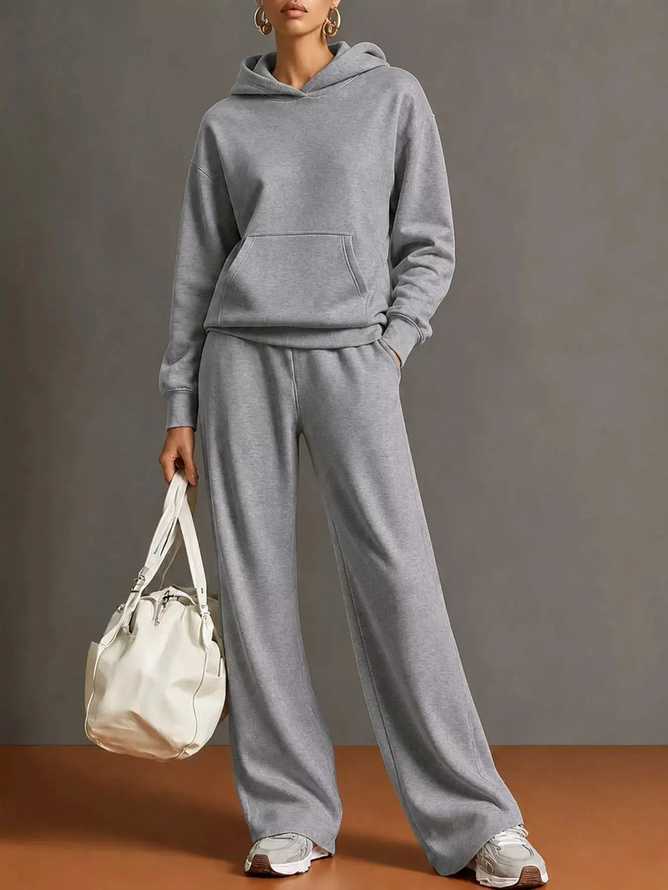 Kangaroo Pocket Hoodie and Pants Set by Trendsi