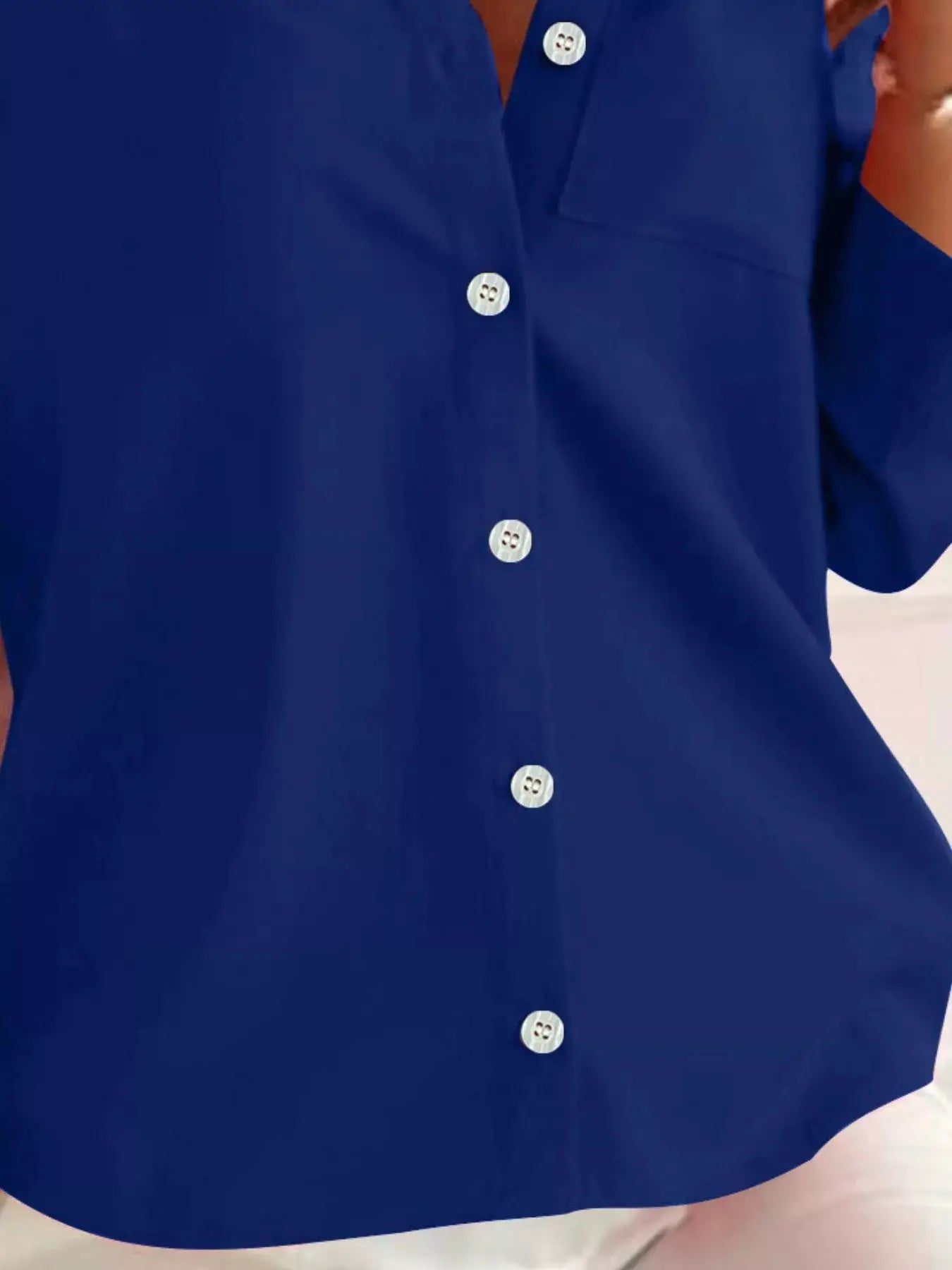 Button-Down Roll-Up Sleeve Shirt by Trendsi