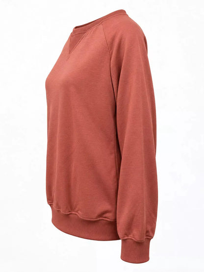 Crew Neck Raglan Sleeve Sweatshirt by Trendsi