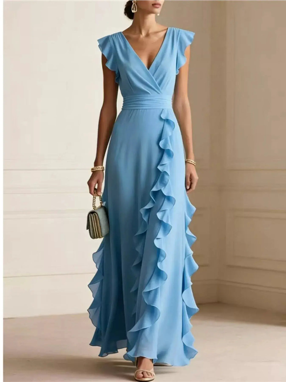 Ruffled Surplice Sleeveless Maxi Dress by Trendsi