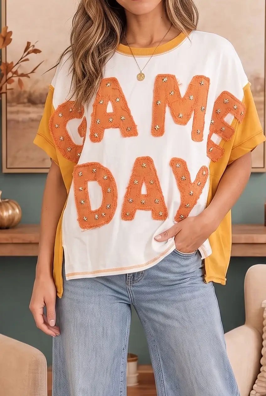 Game Day Glam Star Studded Graphic Tee by Fantastic Fawn