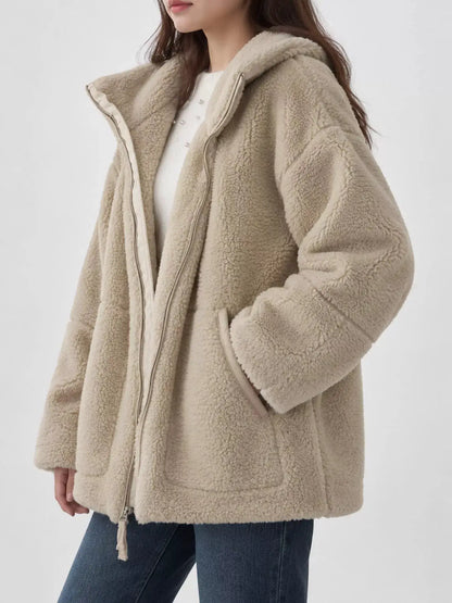 Sherpa Zip-Up Outerwear by Trendsi