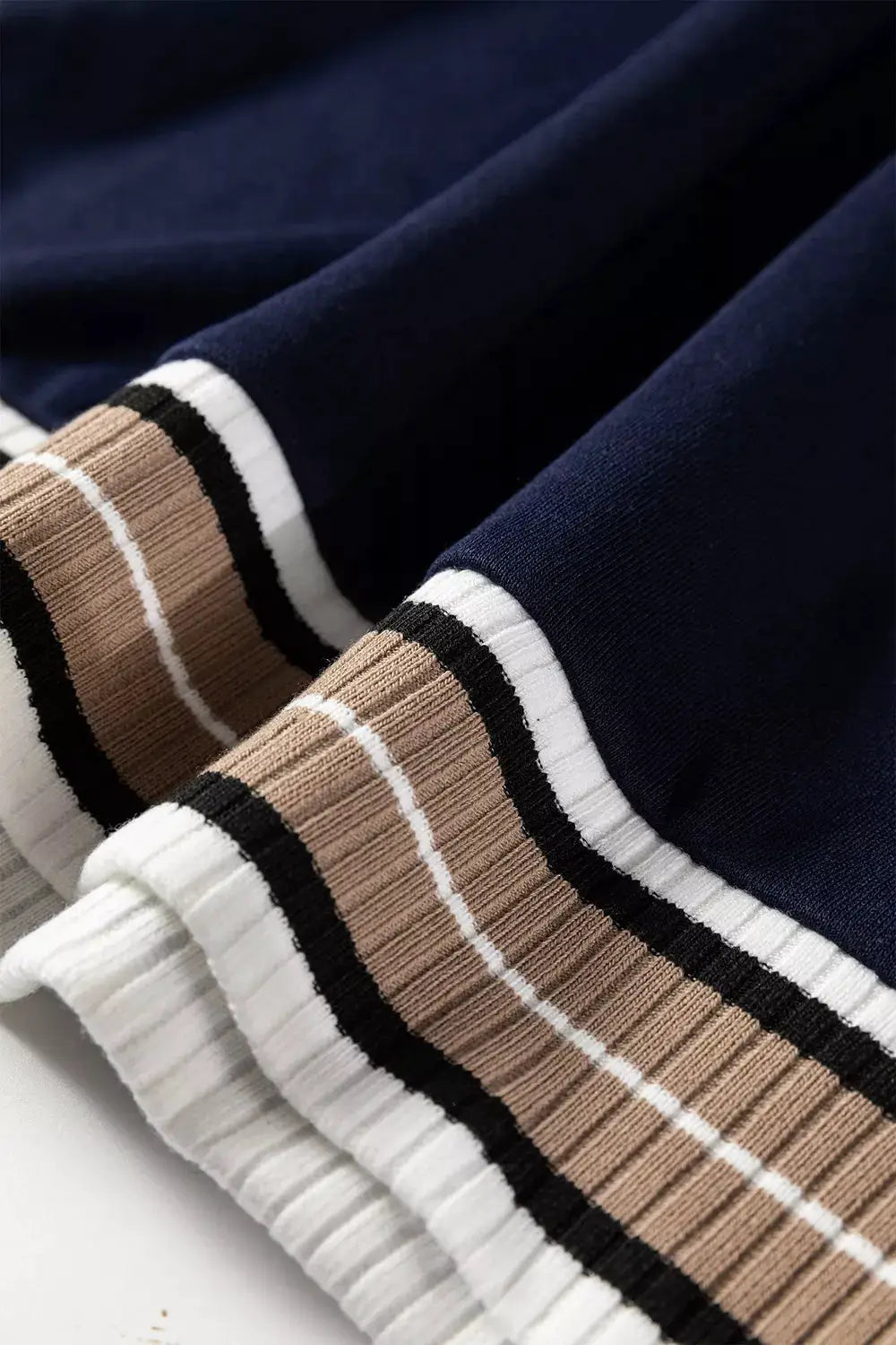 Contrast Striped Trim V Neck Sweatshirt by Trendsi