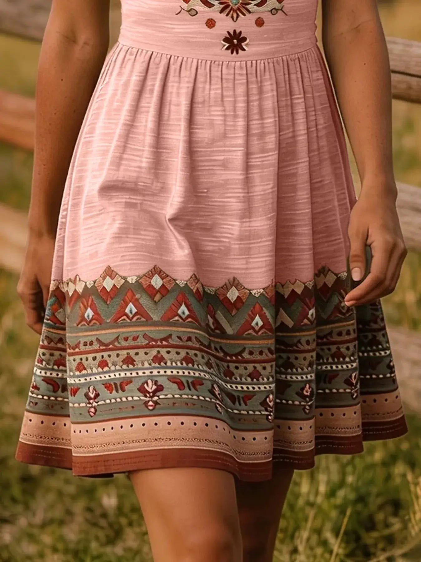 Tribal Print Sleeveless A-Line Summer Dress by Trendsi