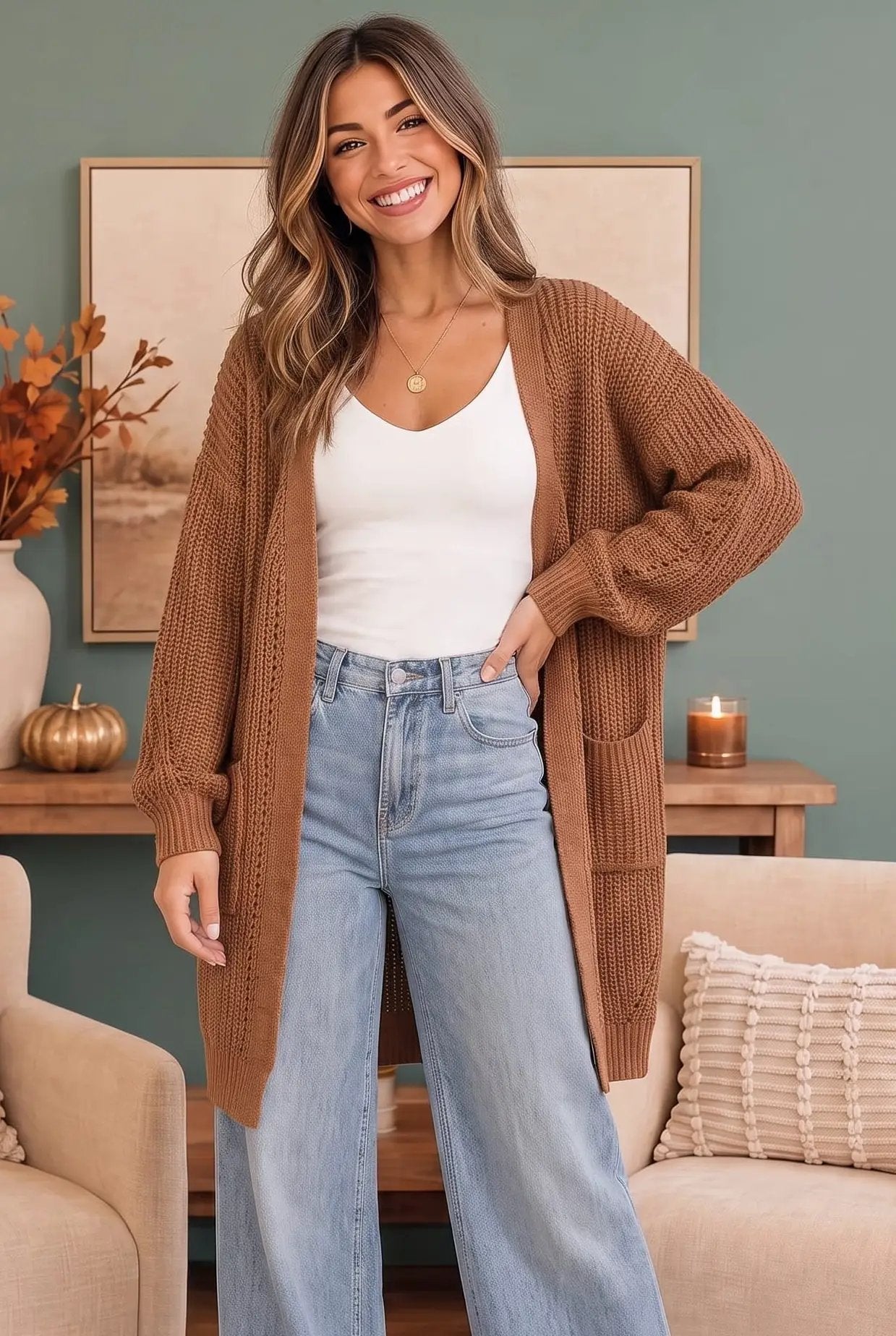 Hot Cocoa Pocketed Cardigan by Kye Mi