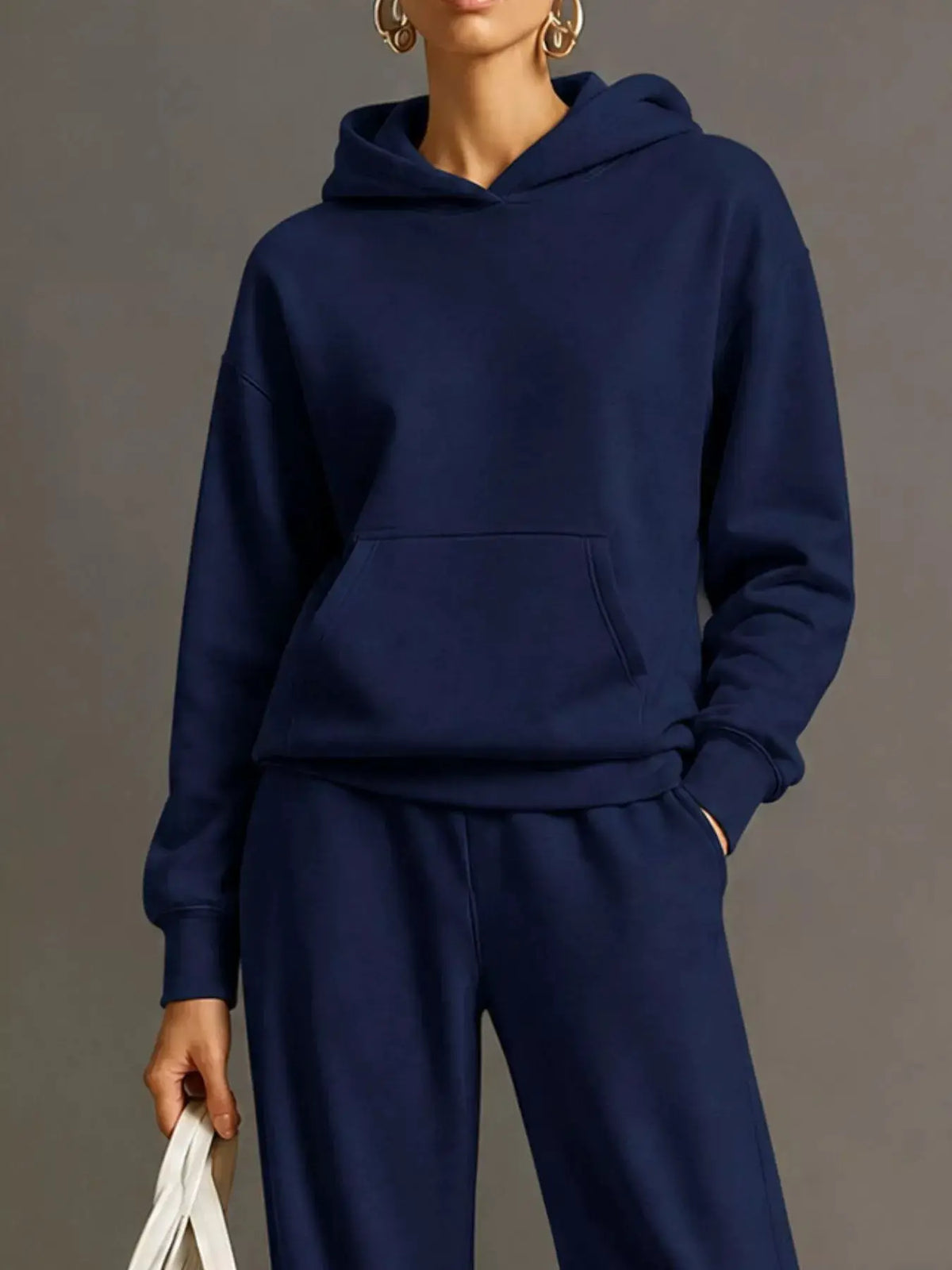 Kangaroo Pocket Hoodie and Pants Set by Trendsi