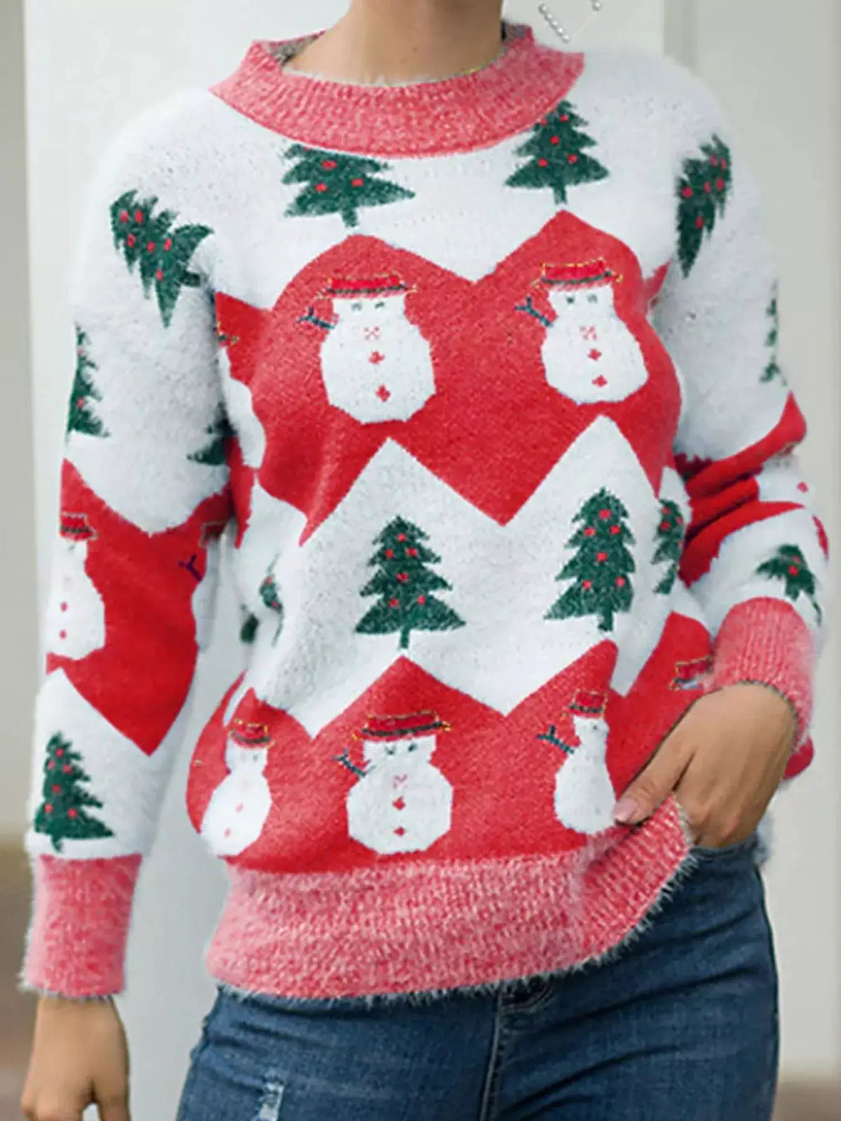 Christmas Snowman Dropped Shoulder Sweater by Trendsi