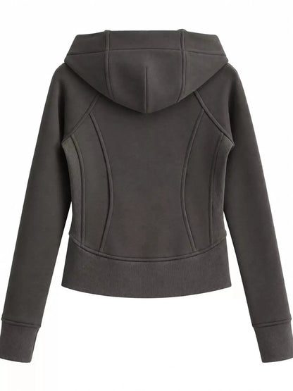 Slim-Fit Full-Zip Hoodie by Trendsi