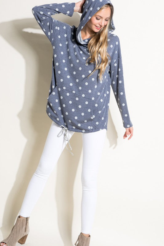 POLKA DOT PRINT TERRY SWEATSHIRT TOP