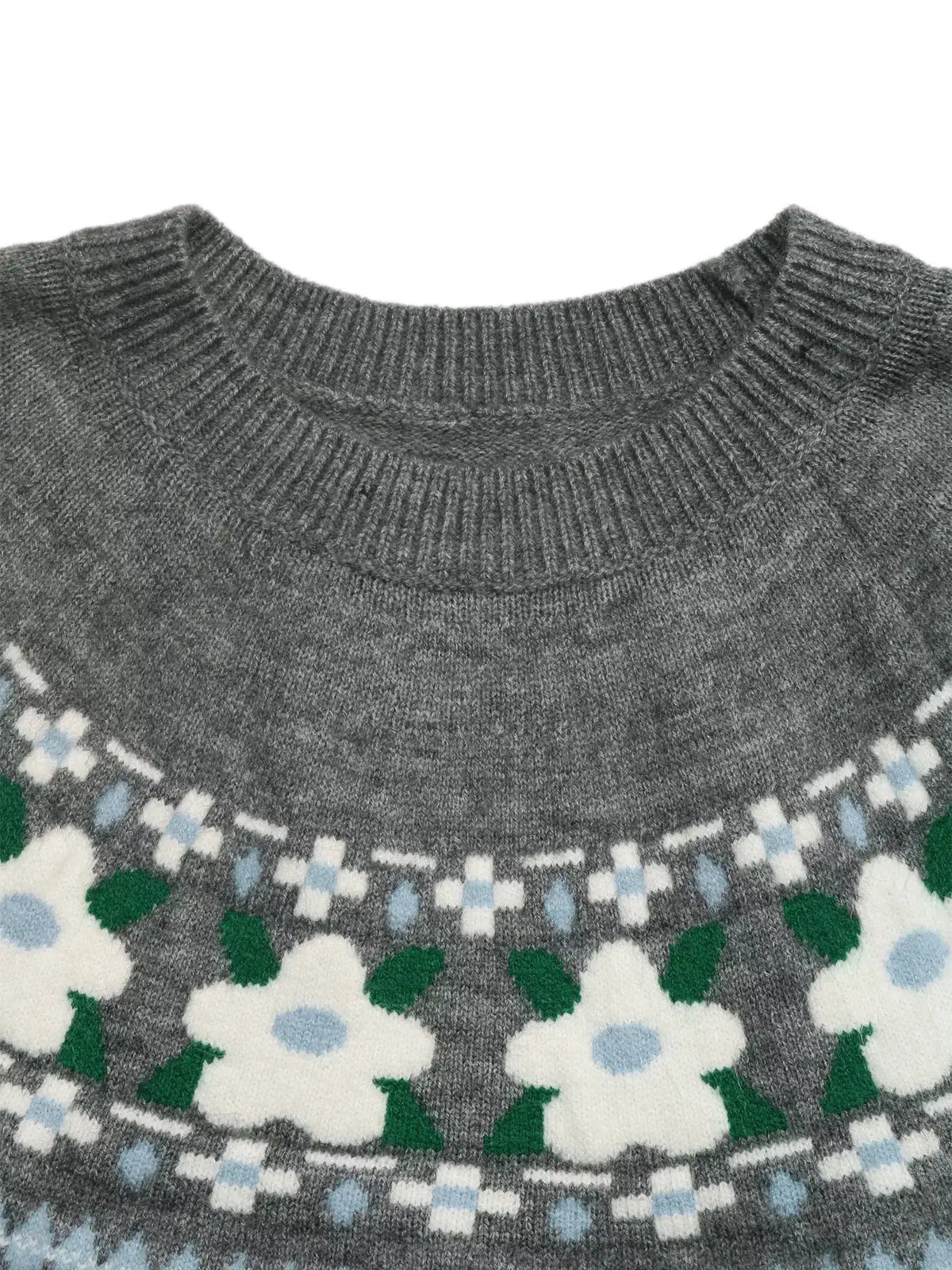 Floral Pattern Round Neck Sweater by Trendsi