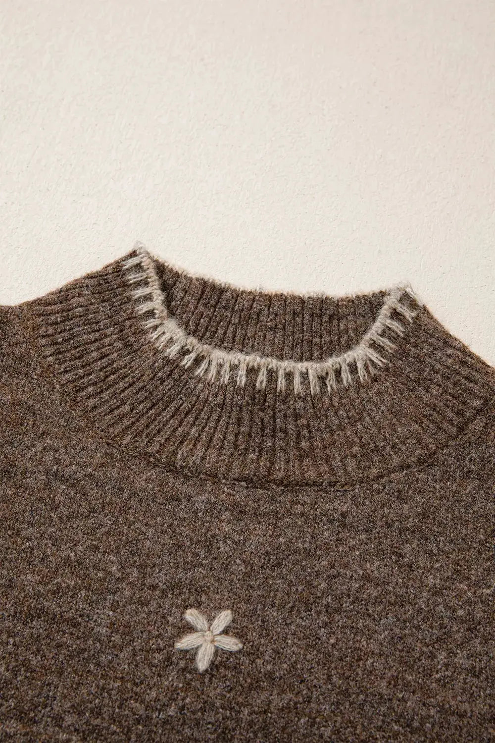 Floral Mock Neck Long Sleeve Sweater by Trendsi