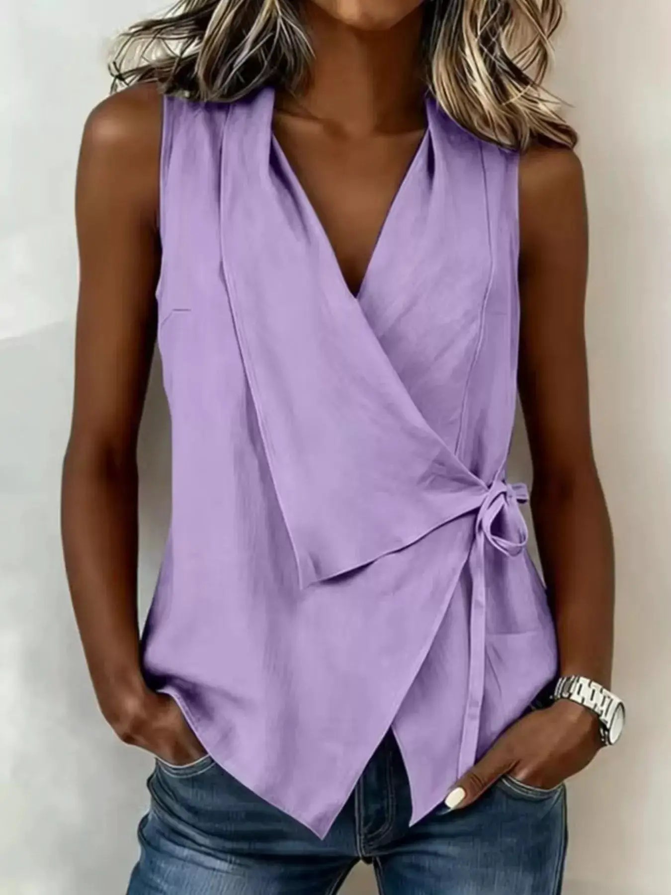 Tie Detail Sleeveless Top by Trendsi