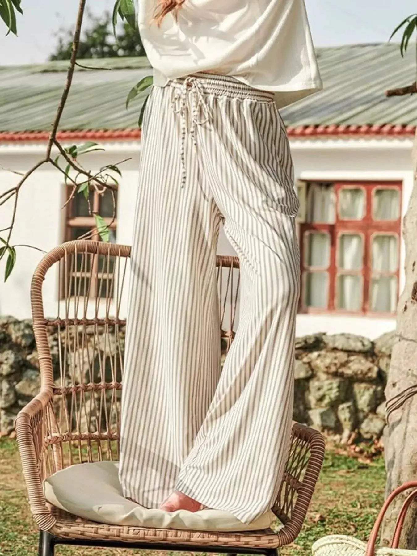 Striped Wide-Leg Pants by Trendsi