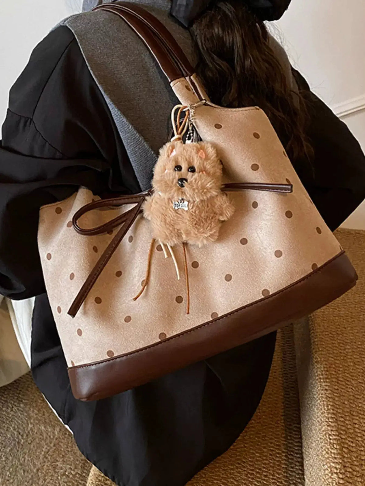 Polka Dot Bow Shoulder Bag by Trendsi