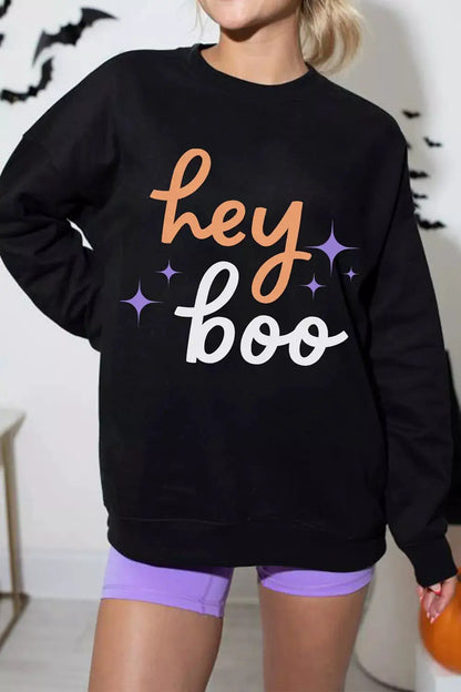 Hey Boo Halloween Sweatshirt by Trendsi